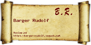 Barger Rudolf névjegykártya